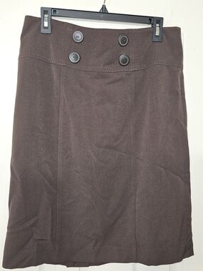 Apt. 9 Chocolate Brown A-Line Skirt with Front Button Detail